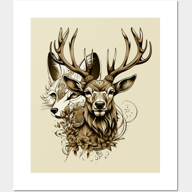 Stag and Vixen Wall Art by Vixen Games